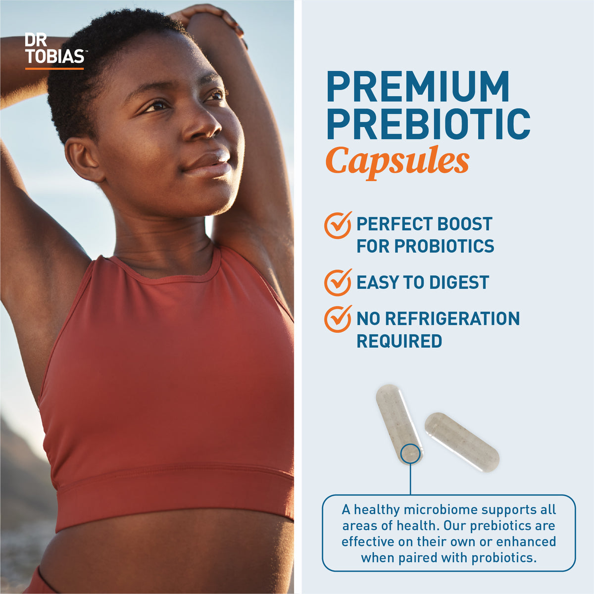 premium prebiotic capsules are perfect to boost probiotics, easy to digest and no refrigeration required