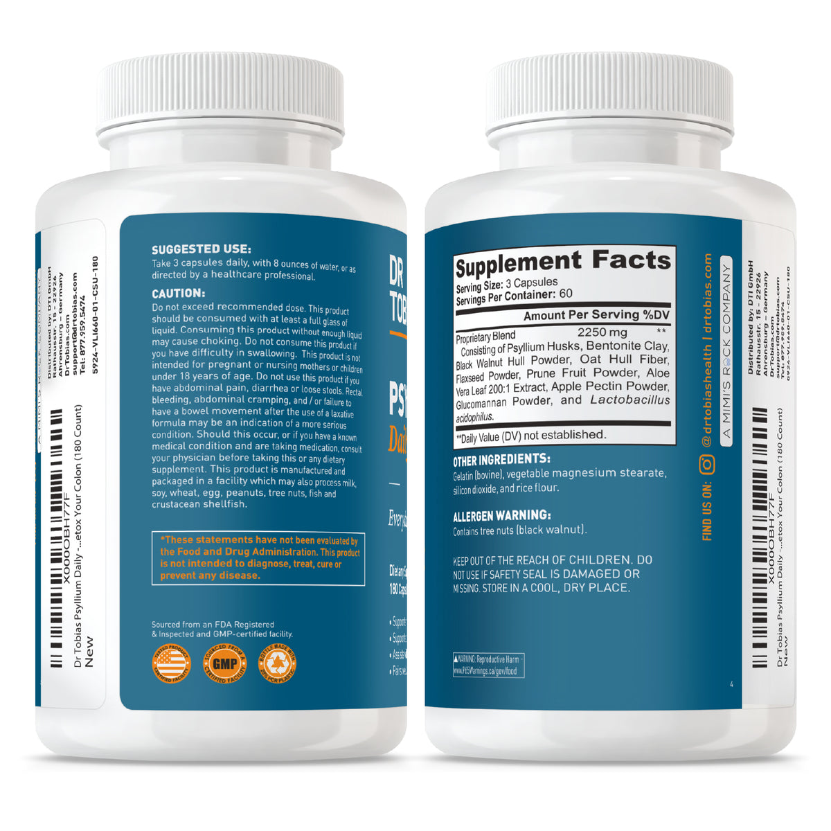 dr tobias psyllium daily Supplement Facts and Suggested Use