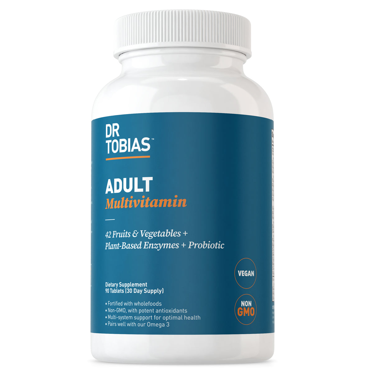 Dr Tobias Adult Multivitamin supports a healthy gut, multivitamin for digestion, vitamins for immunity, best vitamins for men