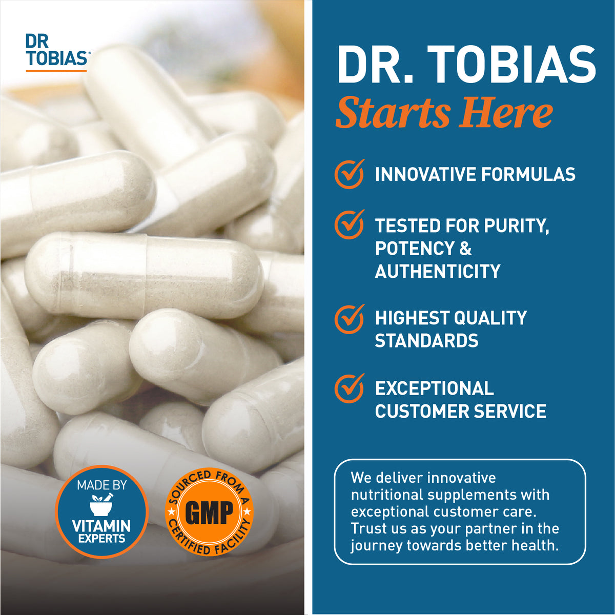 Dr. Tobias supplement capsules with certification logos, gmp certified DIM supplement