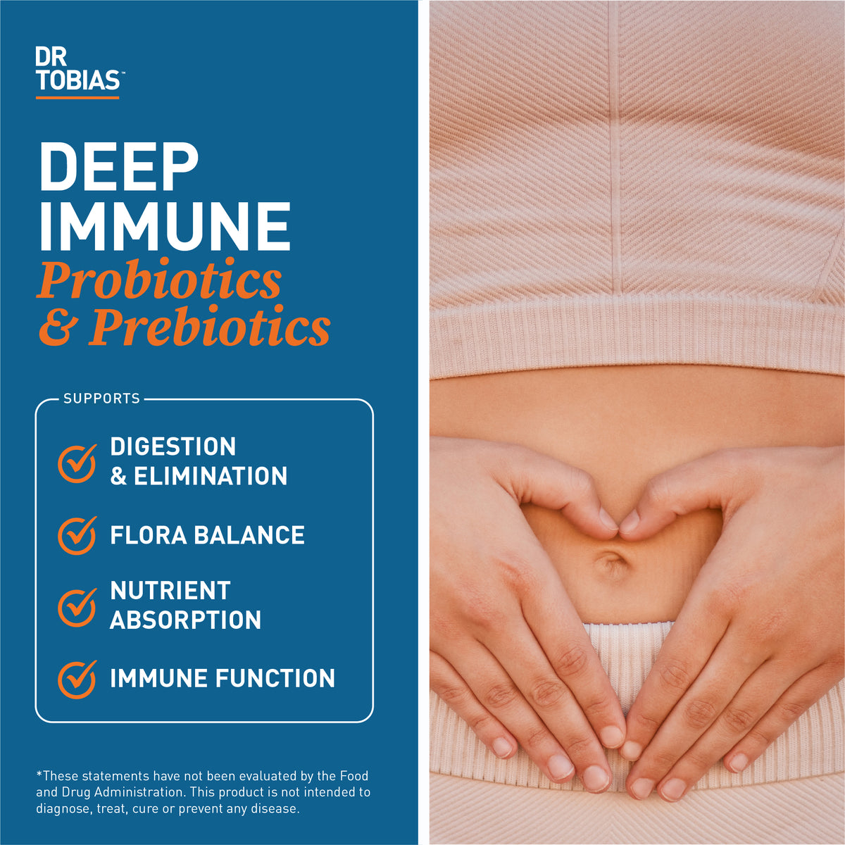 deep immune probiotics and prebiotics supports digestion & elimination, flora balance, nutrient absorption and immune function