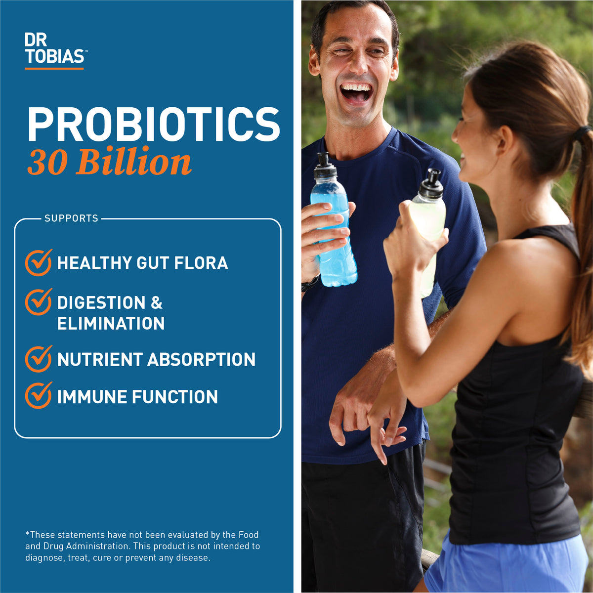 probiotics 30 billion supports healthy gut flora, digestion and elimination, nutrient absorption and immune function